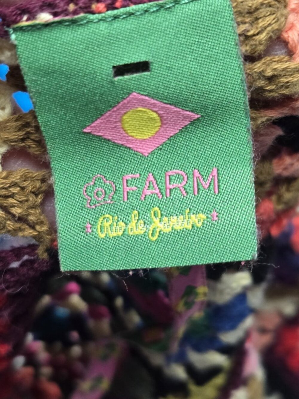 Farm Rio Brasilia Granny Square Crochet Cropped Sweater Knit Top - Picture 7 of 9